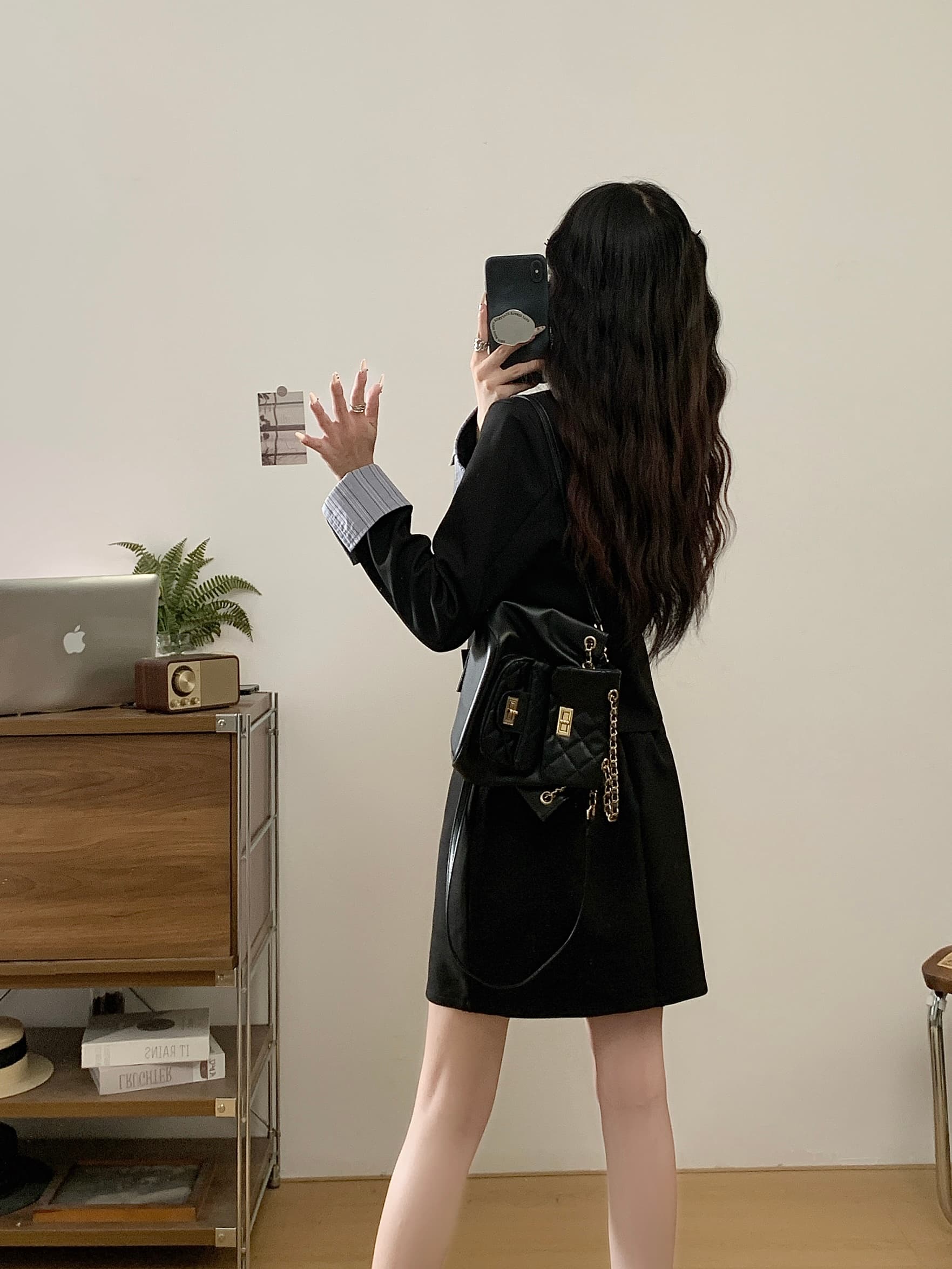 빅 사이즈 여성 의류 봄 새로운 표지 고기 외국 가스 Chic 블레이저 반신 스커트 학원 스타일 두 조각 여성 세트 상세 이미지 14