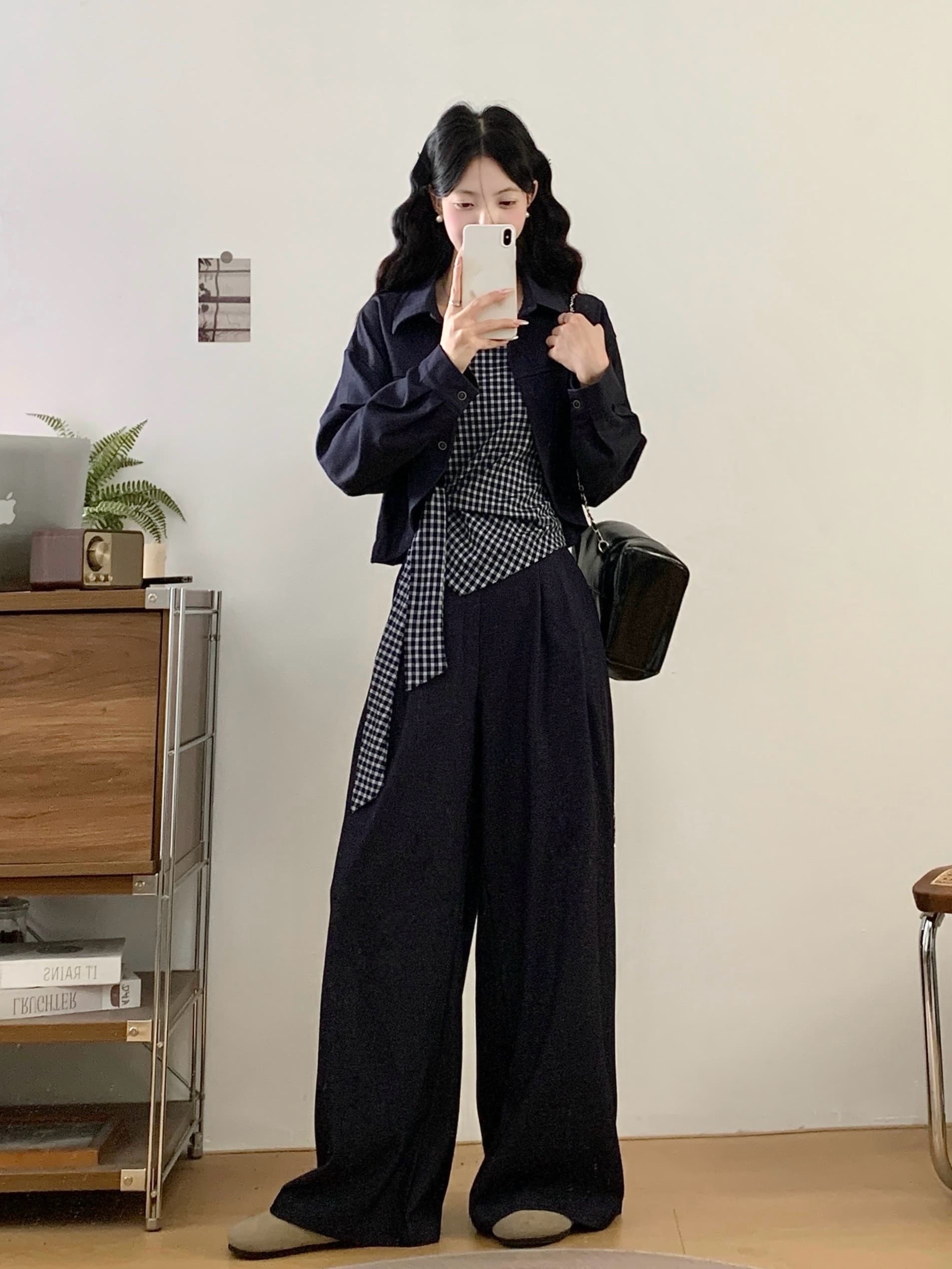 2026 봄 새로운 데님 재킷 와이드 레그 팬츠 빅 사이즈 여성 의류 착용 가져 가라. 전체 집합 고급 센스 세 조각 여성 세트 상세 이미지 6