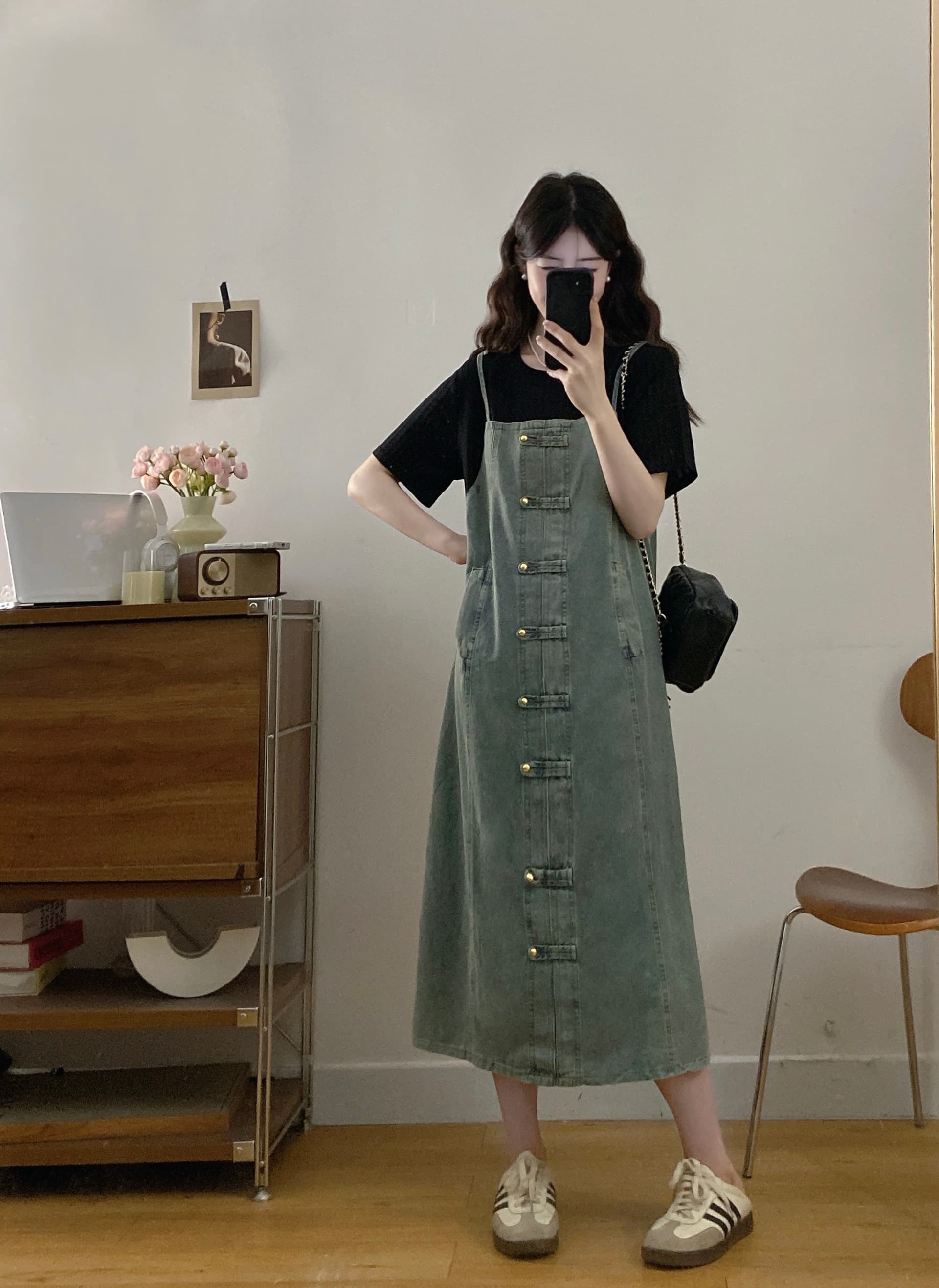 빅 사이즈 여성 의류 여름 그는 벤 바람 페이크 레이어드 데님 드레스 2026 년 슬림해 보이는 반팔 패치워크 슬립 치마 상세 이미지 5