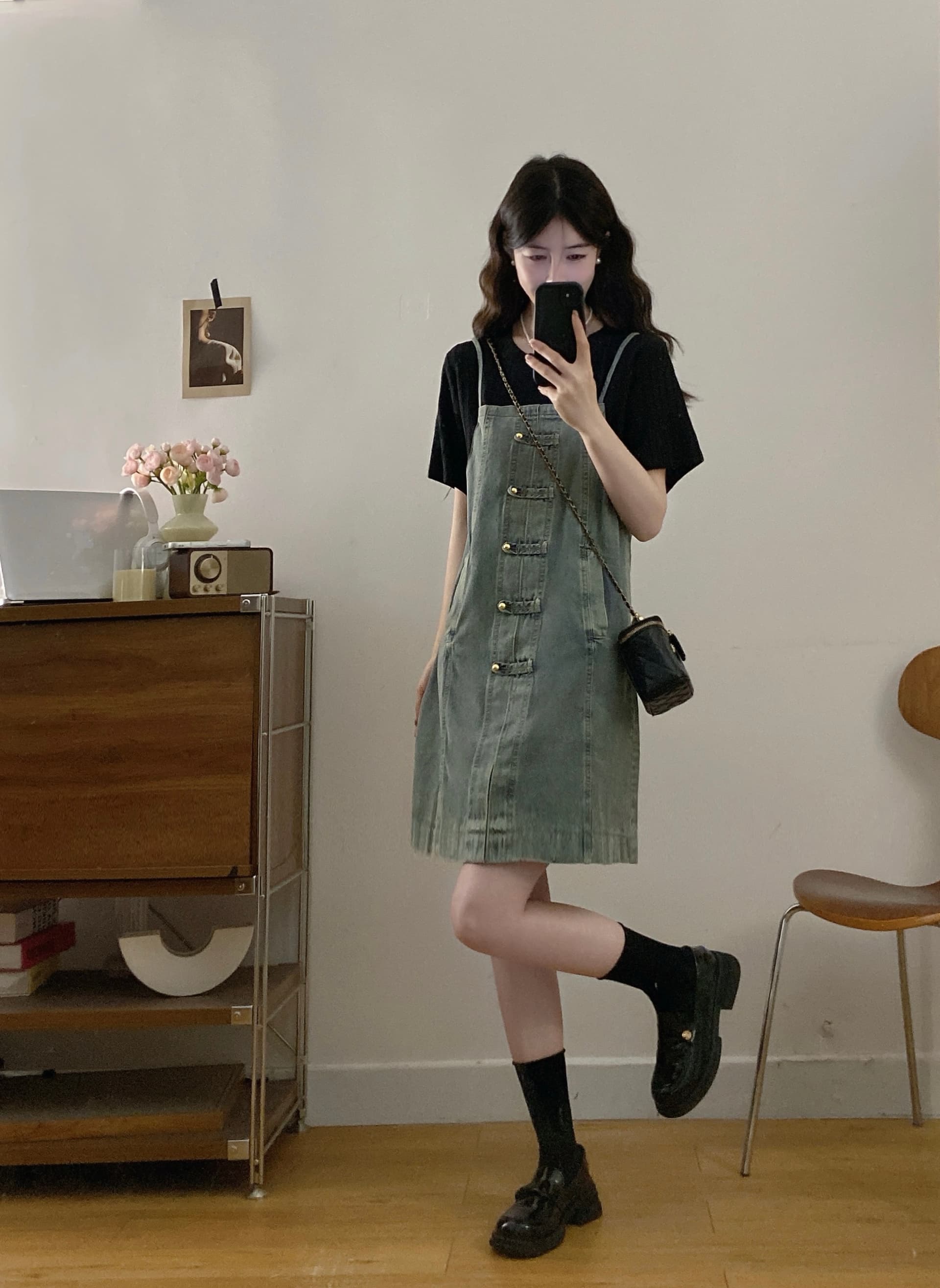 빅 사이즈 여성 의류 여름 그는 벤 바람 페이크 레이어드 데님 드레스 2026 년 슬림해 보이는 반팔 패치워크 슬립 치마 상세 이미지 18
