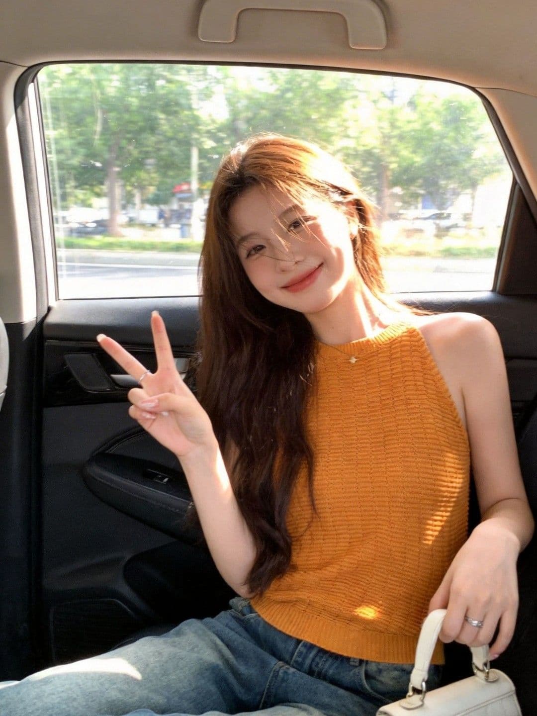 프랑스식 주황색 행침 목 니트 조끼 여성 여름 홀로우 아웃 슬림해 보이는 품격 다용도 민소매 맨위 상세 이미지 2