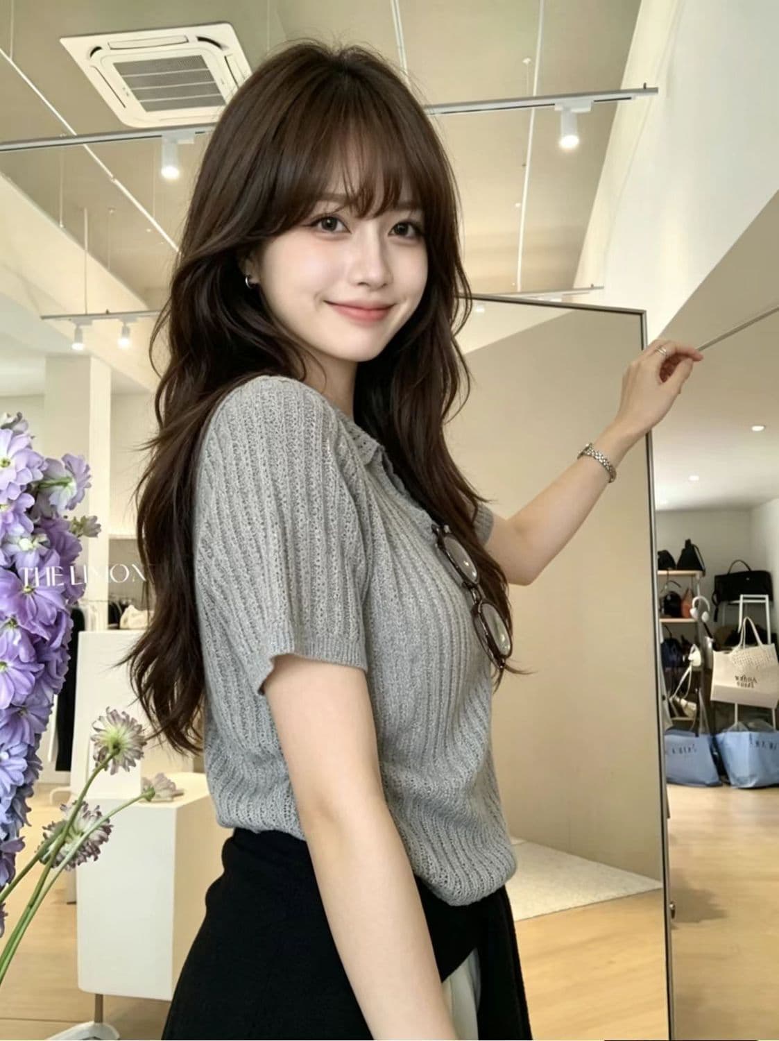 POLO 칼라 긍정적 인 어깨 반팔 니트 스웨터 티셔츠 여성 여름 느슨함 센스 한국 스타일 루즈핏 품격 폴로 칼라 홀로우 아웃 맨위 상세 이미지 3