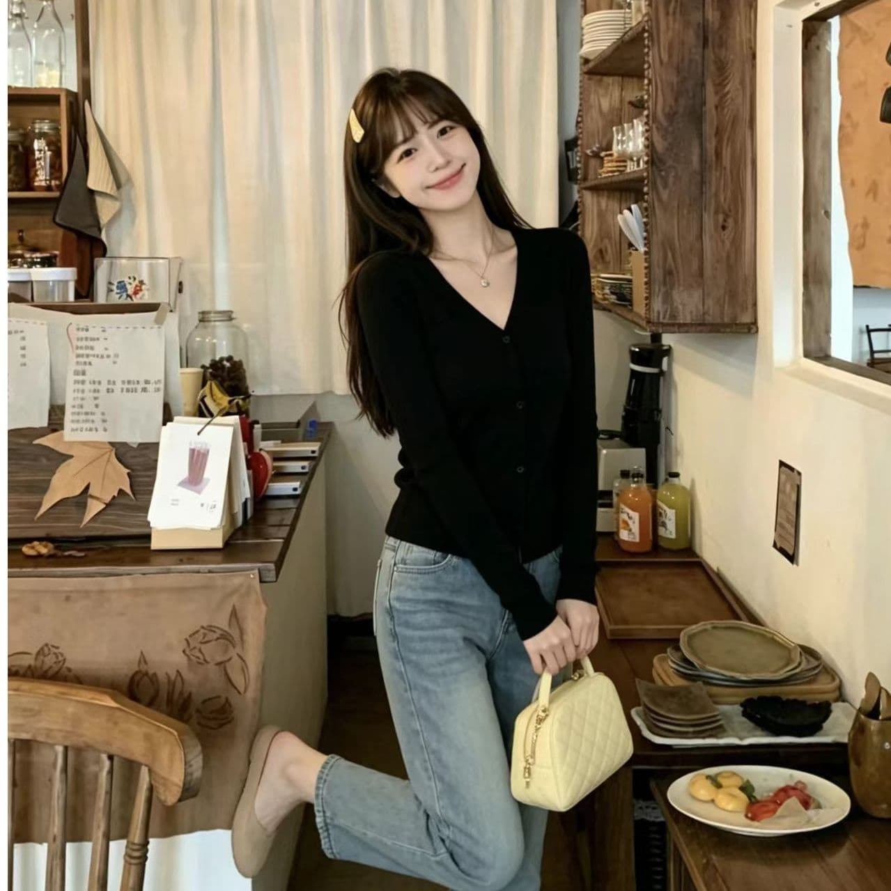 주간 실크 라이 경기 서울 220g 프로 피부 통기성 작은 터틀넥 가로 줄무늬 라운드 넥 봄 여름 반팔
