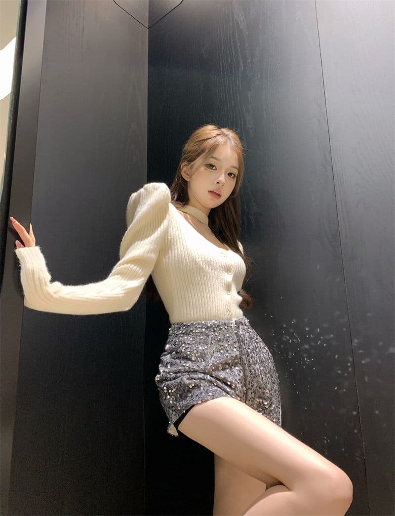 프랑스식 V넥 긴팔 니트 오픈 가디건 여성 가을 품격 행침 목 디자인 센스 몸매 가꾸기 맨위 스웨터 상세 이미지 10