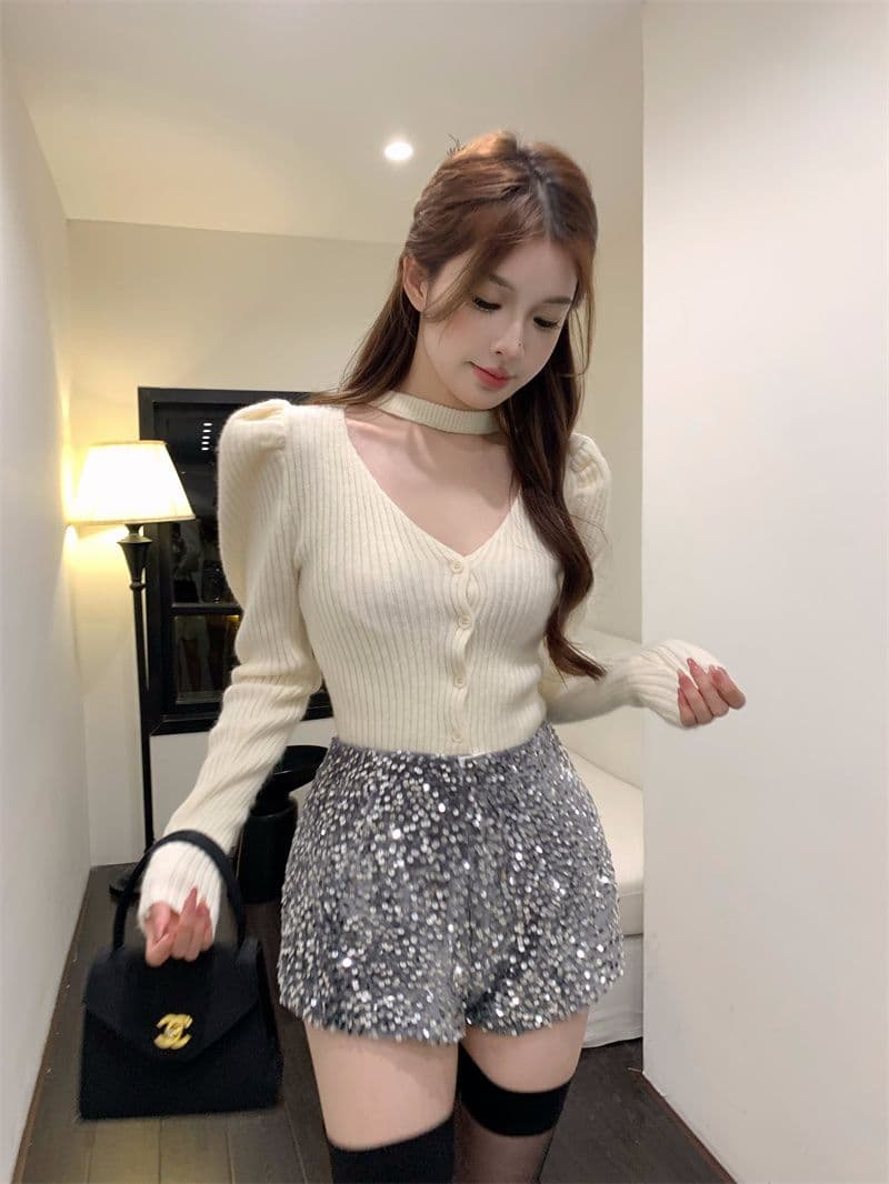 프랑스식 V넥 긴팔 니트 오픈 가디건 여성 가을 품격 행침 목 디자인 센스 몸매 가꾸기 맨위 스웨터 상세 이미지 11