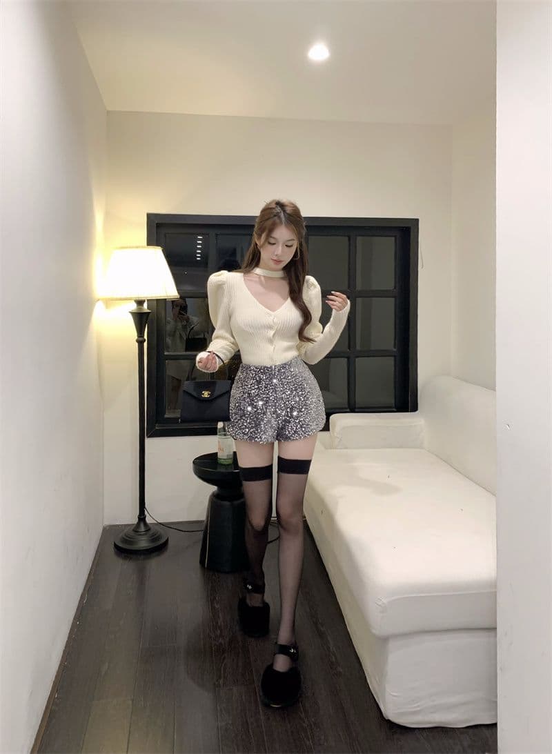 프랑스식 V넥 긴팔 니트 오픈 가디건 여성 가을 품격 행침 목 디자인 센스 몸매 가꾸기 맨위 스웨터 상세 이미지 15