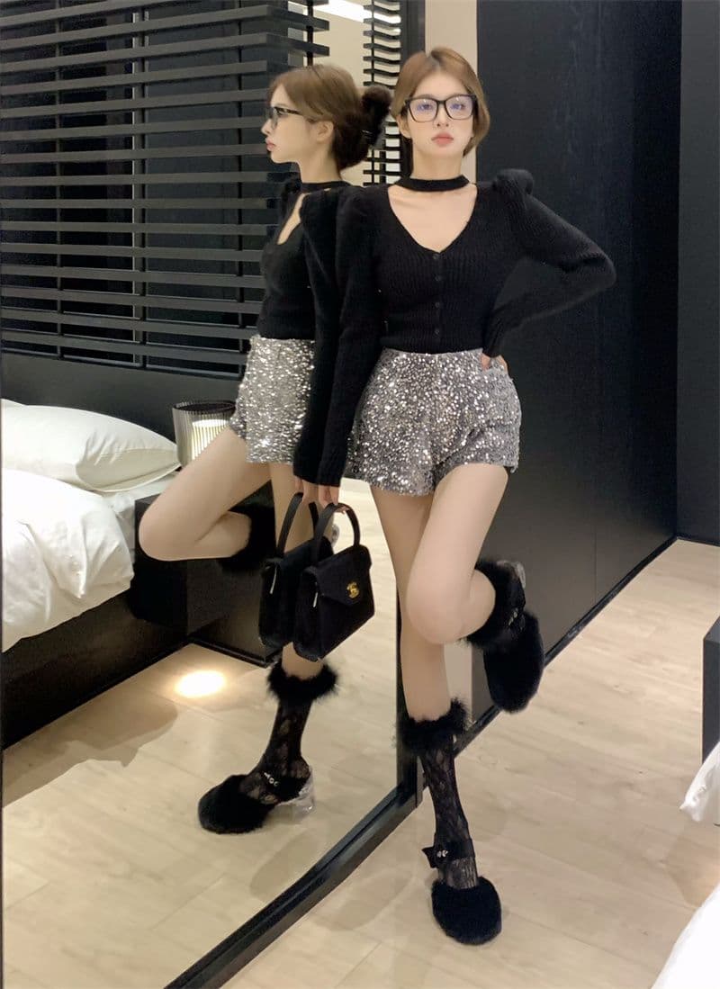 프랑스식 V넥 긴팔 니트 오픈 가디건 여성 가을 품격 행침 목 디자인 센스 몸매 가꾸기 맨위 스웨터 상세 이미지 21