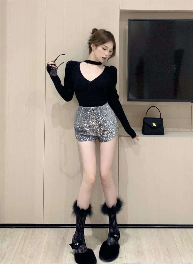 프랑스식 V넥 긴팔 니트 오픈 가디건 여성 가을 품격 행침 목 디자인 센스 몸매 가꾸기 맨위 스웨터 상세 이미지 24