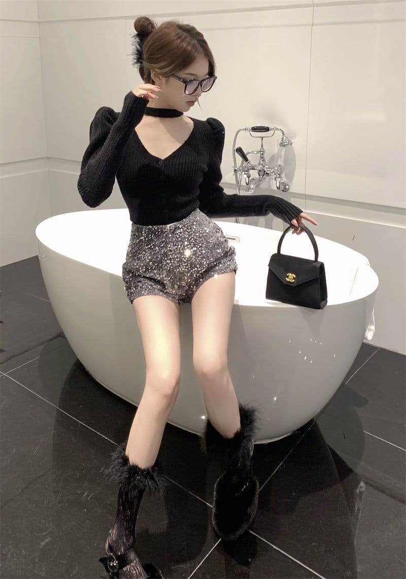 프랑스식 V넥 긴팔 니트 오픈 가디건 여성 가을 품격 행침 목 디자인 센스 몸매 가꾸기 맨위 스웨터 상세 이미지 27