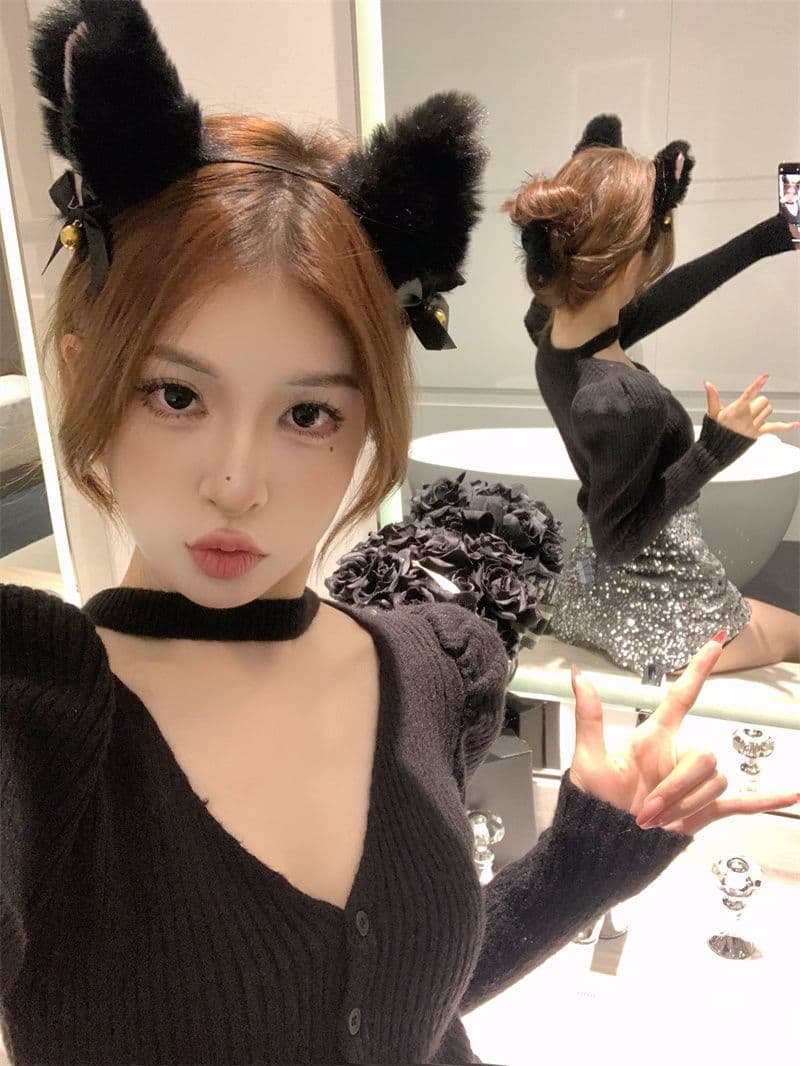 프랑스식 V넥 긴팔 니트 오픈 가디건 여성 가을 품격 행침 목 디자인 센스 몸매 가꾸기 맨위 스웨터 상세 이미지 29