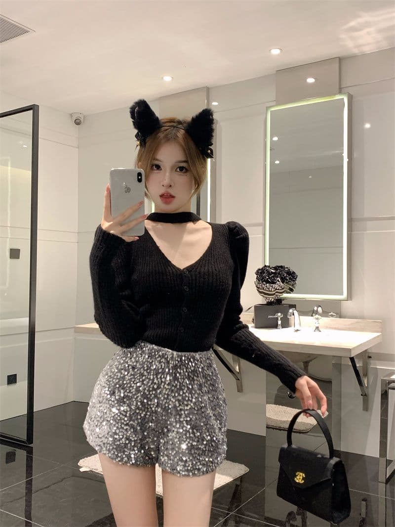 프랑스식 V넥 긴팔 니트 오픈 가디건 여성 가을 품격 행침 목 디자인 센스 몸매 가꾸기 맨위 스웨터 상세 이미지 30