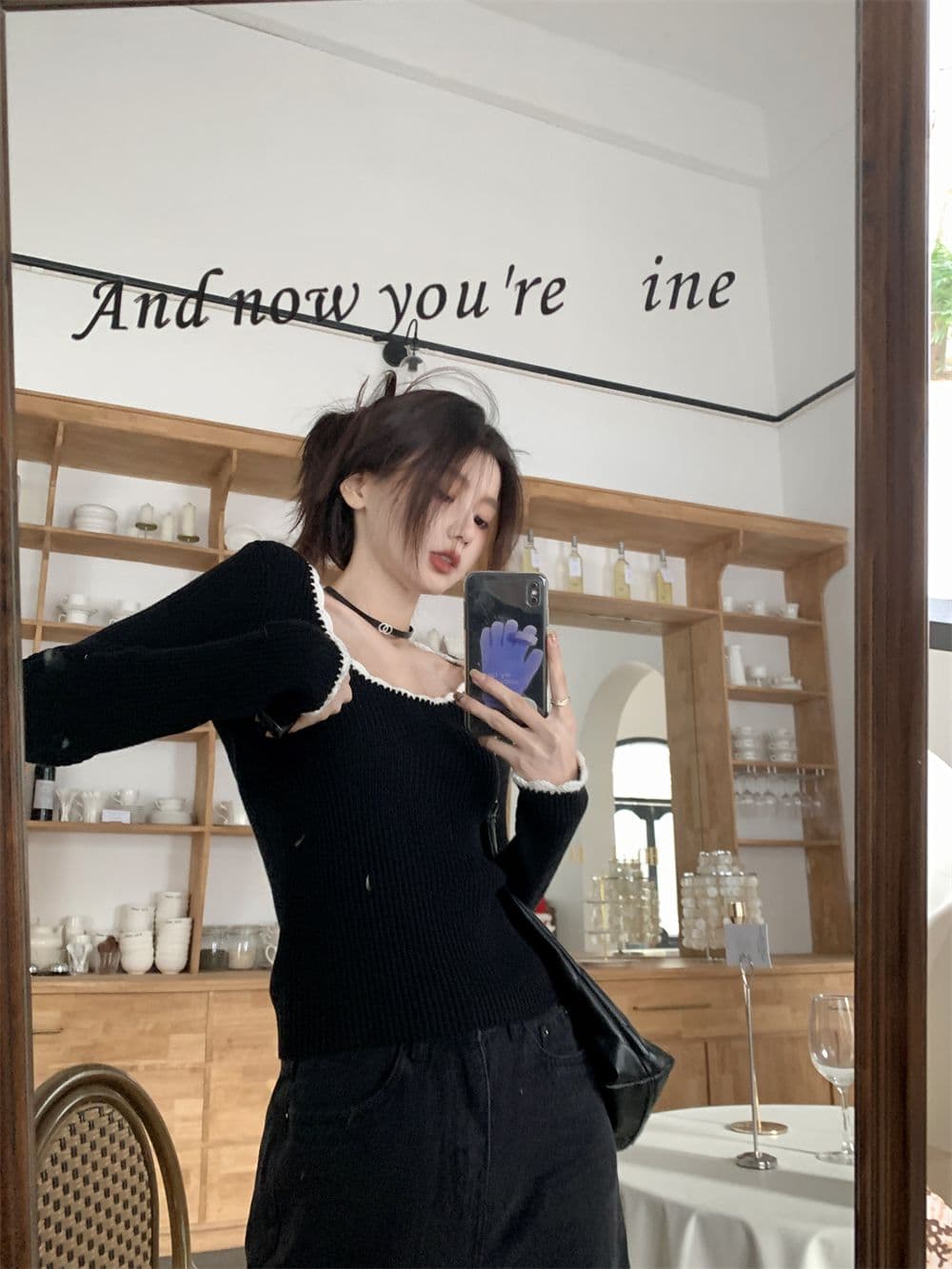 프랑스식 작은 샤넬 스타일 라운드 넥 레트로 품격 배색 몸매 가꾸기 만나는 맨위 쇼트 스타일 인사이드 가져 가라. 니트 상세 이미지 21