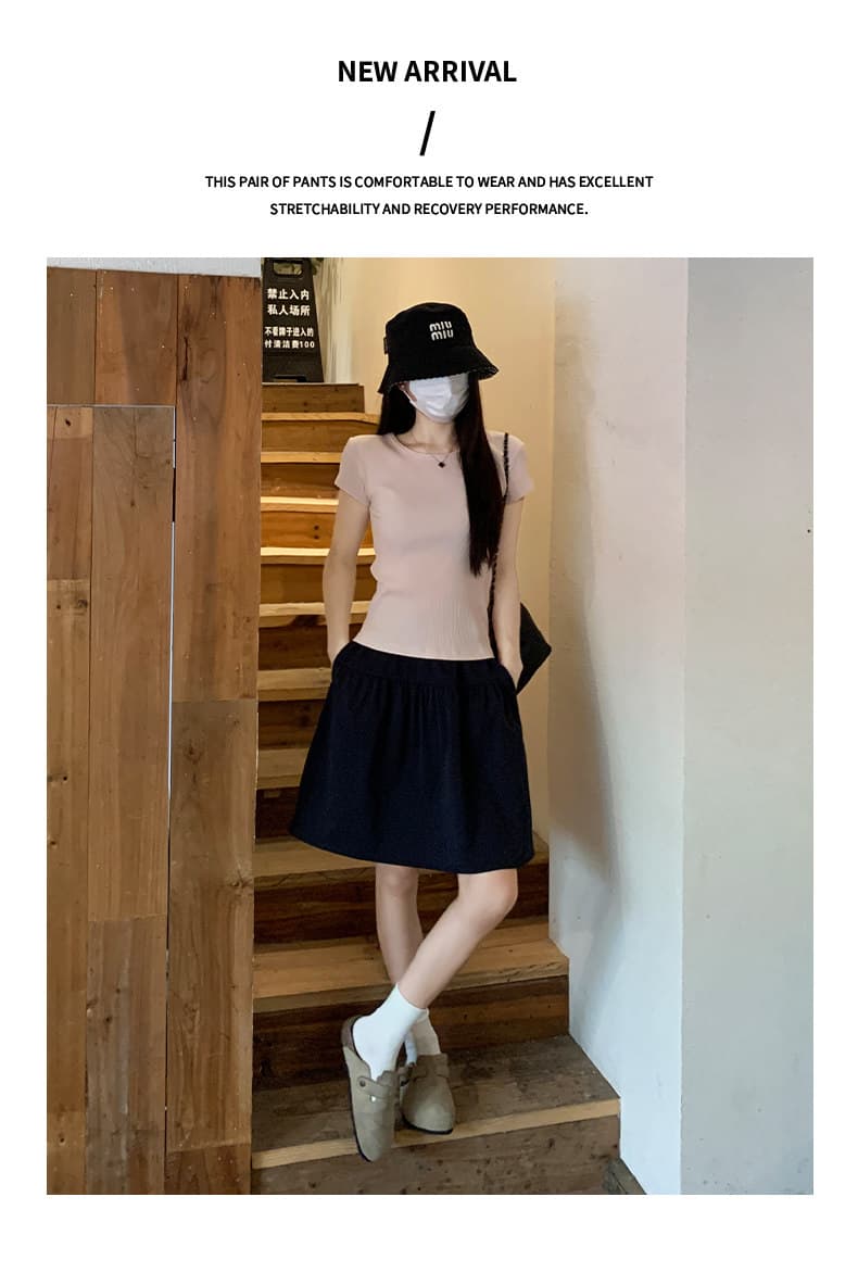 화이트 일본식 반신 스커트 여성 여름 얇은 스타일 2026 새로운 하이웨이스트 한 마디 우산 치마 루즈핏 캐주얼 운동 미니 스커트 상세 이미지 15