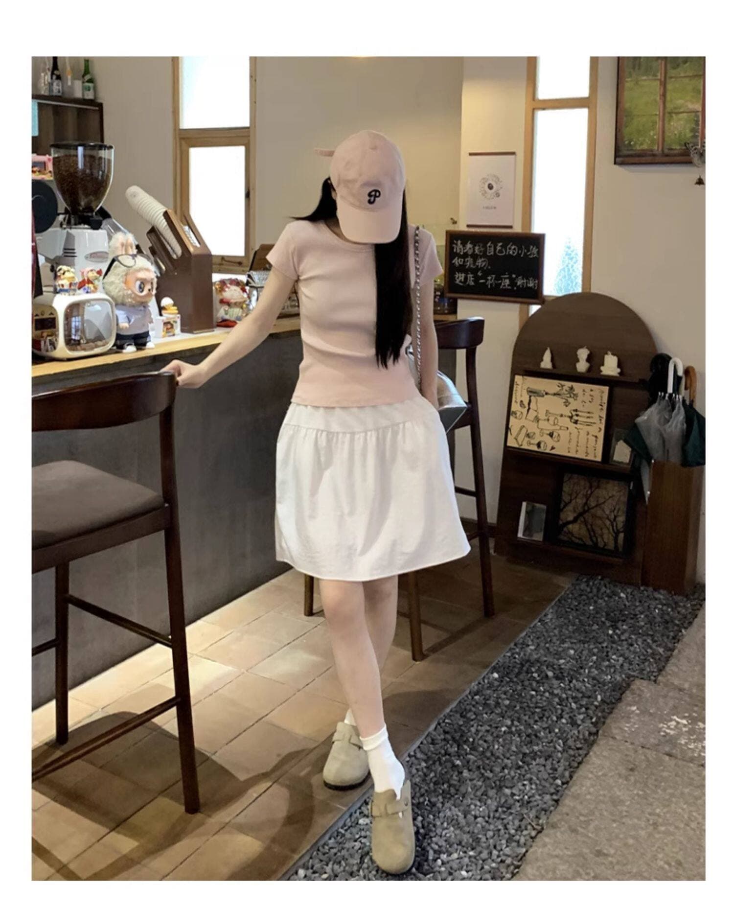 화이트 일본식 반신 스커트 여성 여름 얇은 스타일 2026 새로운 하이웨이스트 한 마디 우산 치마 루즈핏 캐주얼 운동 미니 스커트 상세 이미지 18