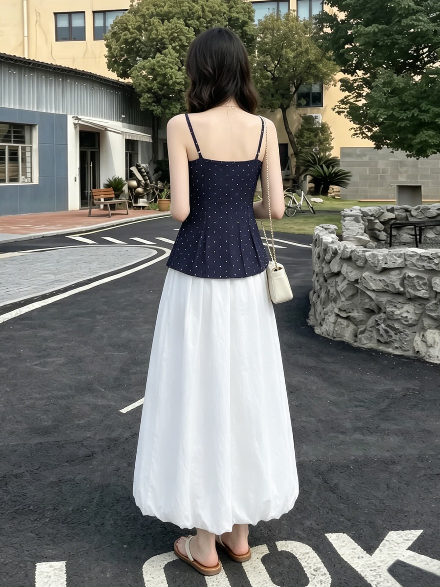 허리밴드 표지 고기 랜턴 꽃밭 반신 스커트 여성 봄 여름 새로운 화이트 롱 스커트 중간 길이 구름 퍼프 치마 상세 이미지 4