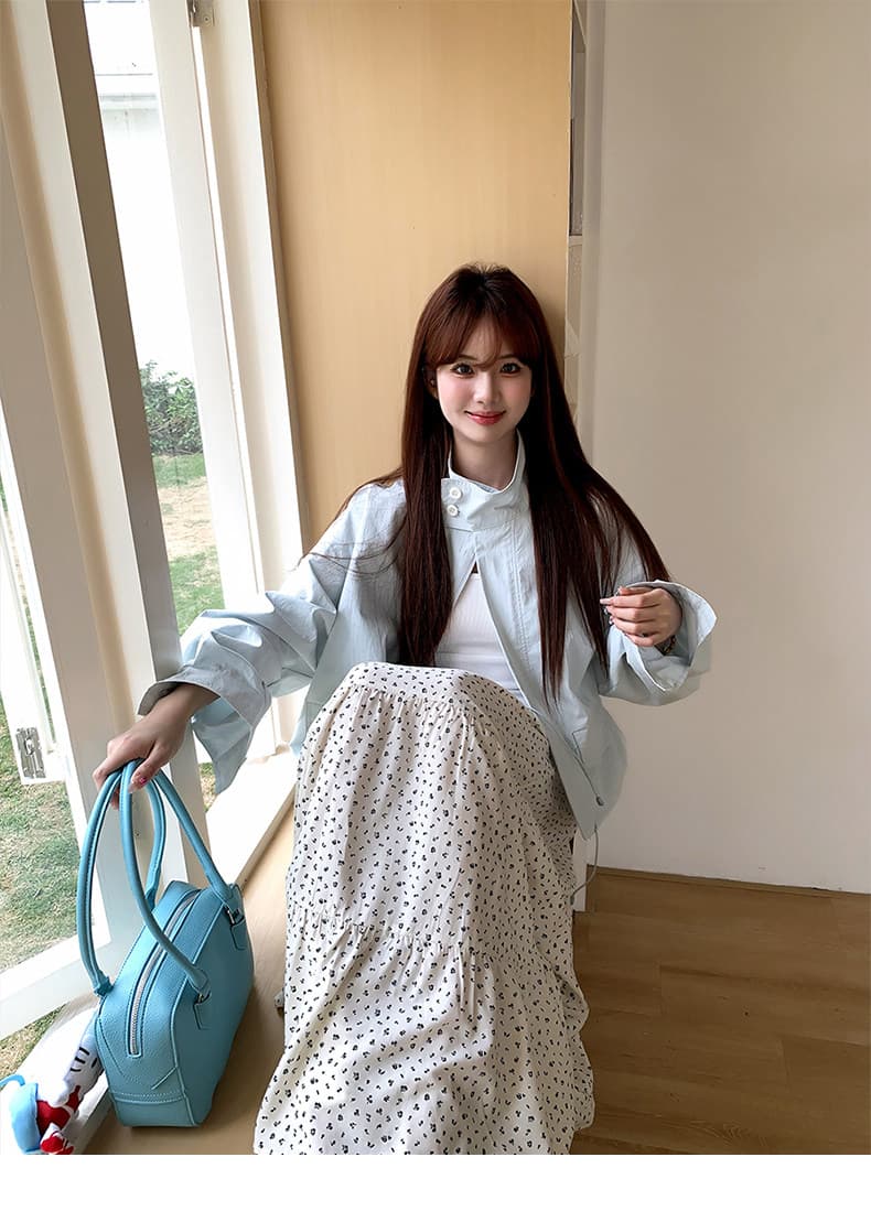 주황색 서브 트리 어디 한 부서 꽃무늬 반신 스커트 여성 봄과 가을 디자인 센스 슬림해 보이는 품격 다용도 한 마디 치마 상세 이미지 6