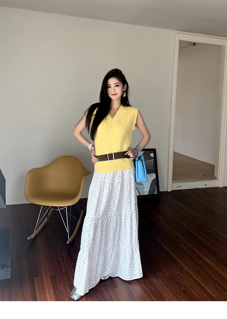 주황색 서브 트리 어디 한 부서 꽃무늬 반신 스커트 여성 봄과 가을 디자인 센스 슬림해 보이는 품격 다용도 한 마디 치마 상세 이미지 7