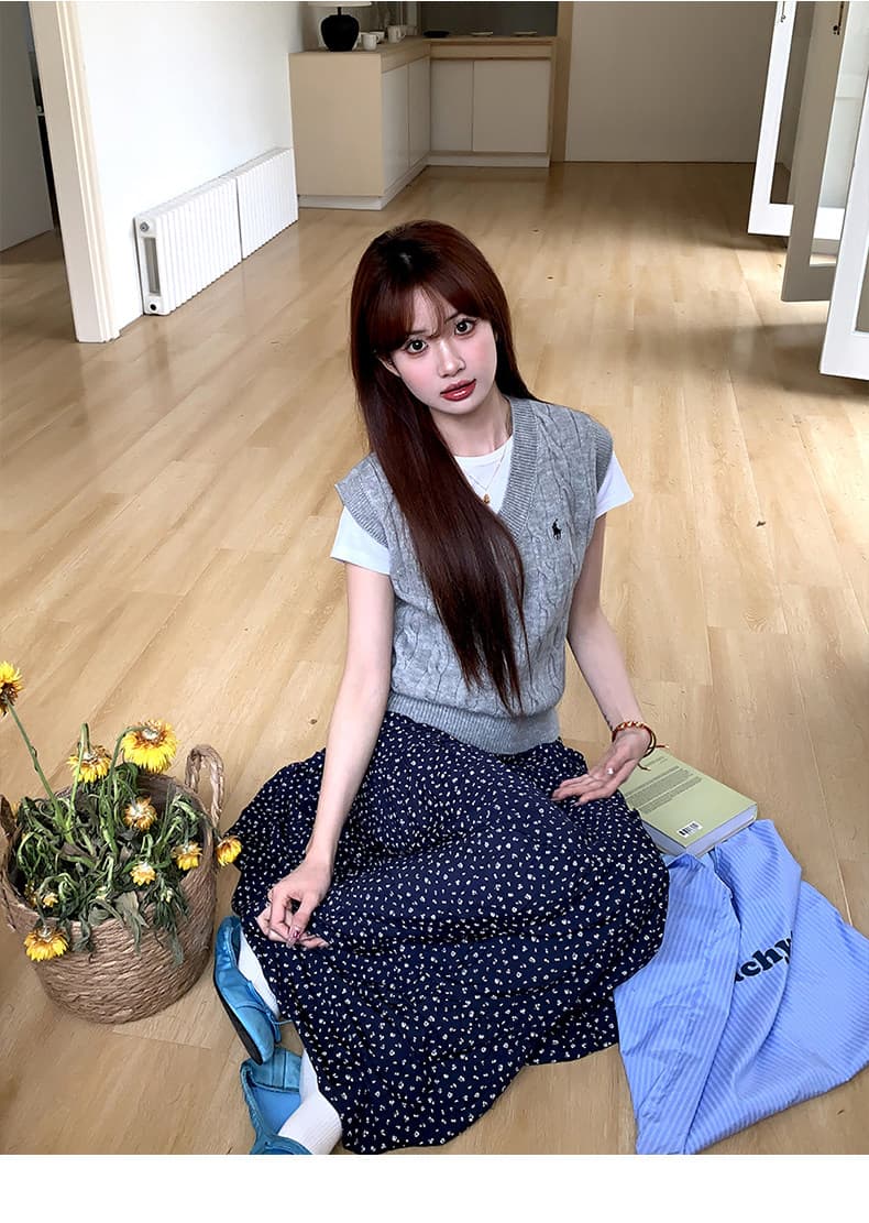주황색 서브 트리 어디 한 부서 꽃무늬 반신 스커트 여성 봄과 가을 디자인 센스 슬림해 보이는 품격 다용도 한 마디 치마 상세 이미지 13