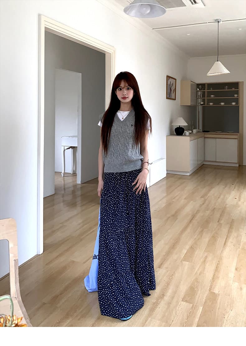 주황색 서브 트리 어디 한 부서 꽃무늬 반신 스커트 여성 봄과 가을 디자인 센스 슬림해 보이는 품격 다용도 한 마디 치마 상세 이미지 14