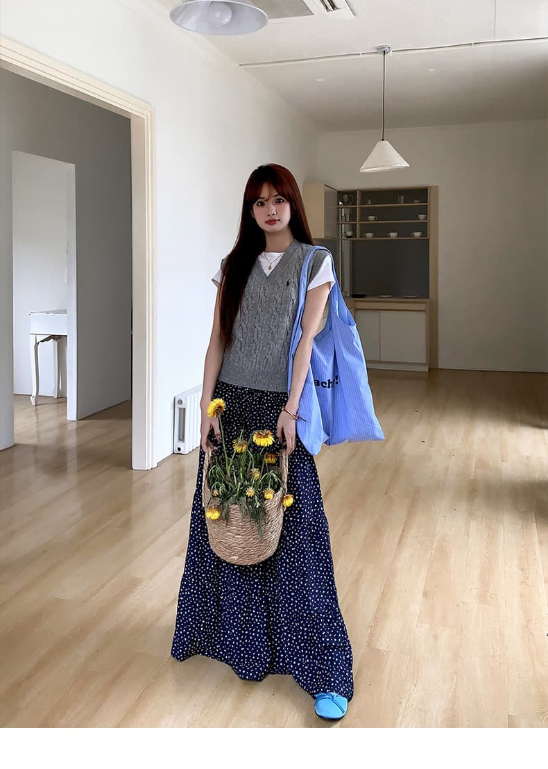 주황색 서브 트리 어디 한 부서 꽃무늬 반신 스커트 여성 봄과 가을 디자인 센스 슬림해 보이는 품격 다용도 한 마디 치마 상세 이미지 16