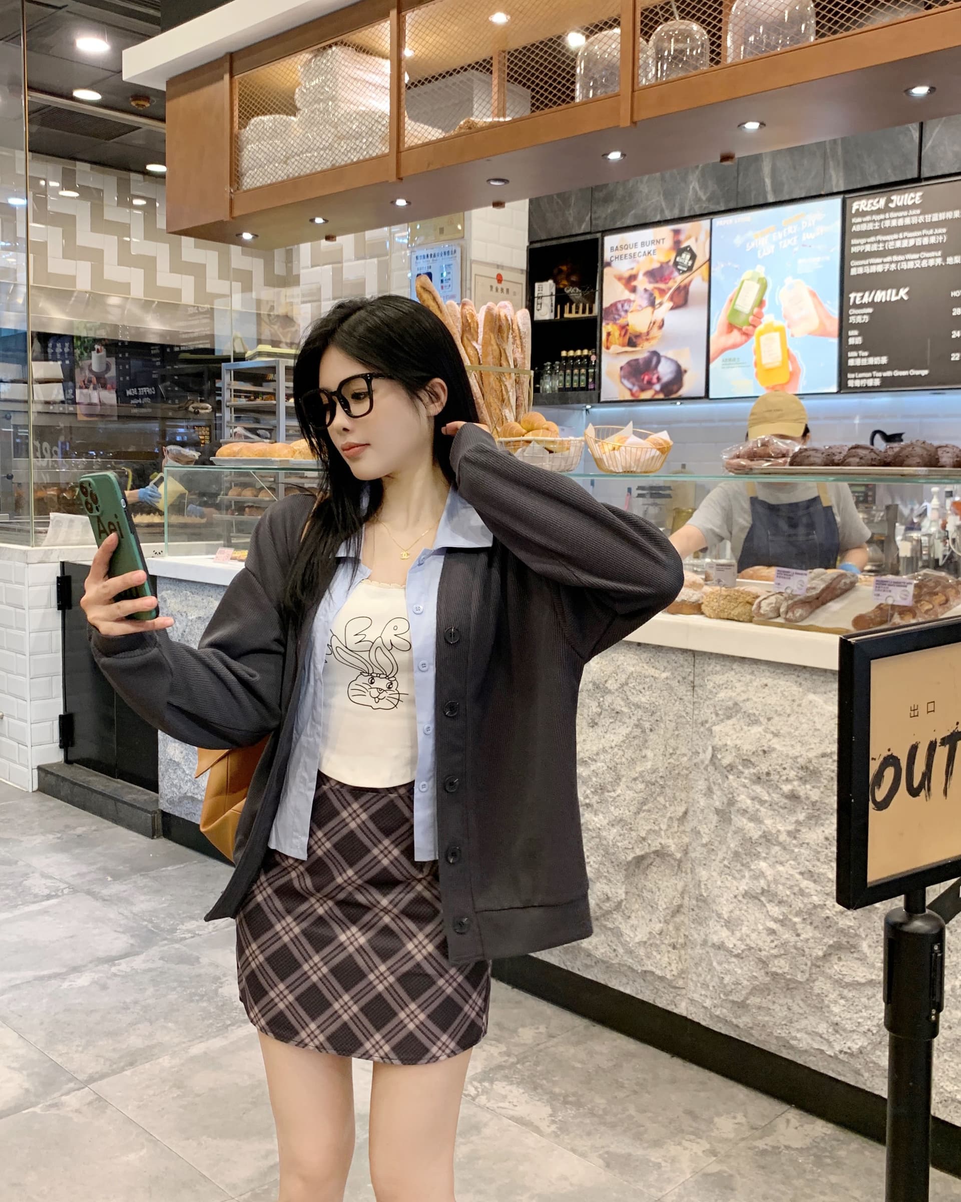 아메리칸 레트로 디자인 센스 작은 대중 체크무늬 미니 스커트 여성 가을 새로운 슬림해 보이는 표지 넓적 다리 한 마디 반신 스커트 상세 이미지 11