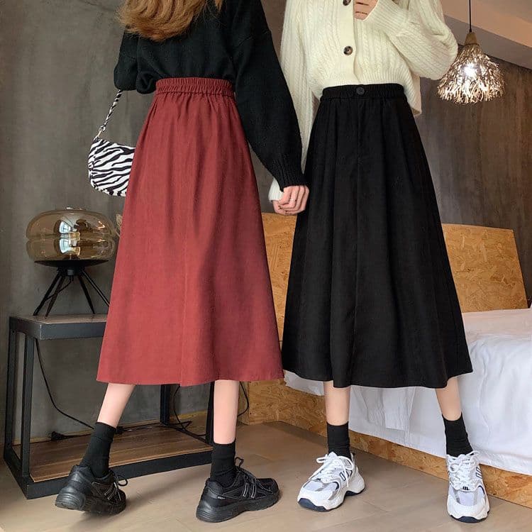 레트로 다용도 사선 무늬 연삭 털 반신 스커트 여성 가을 겨울철 새로운 하이웨이스트 슬림해 보이는 표지 넓적 다리 한 마디 우산 치마 상세 이미지 5
