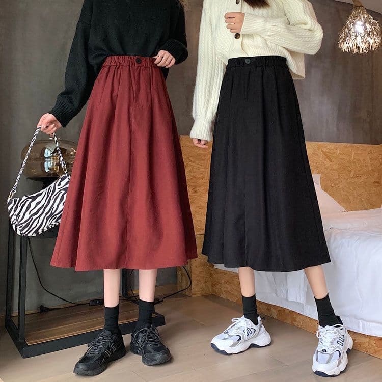 레트로 다용도 사선 무늬 연삭 털 반신 스커트 여성 가을 겨울철 새로운 하이웨이스트 슬림해 보이는 표지 넓적 다리 한 마디 우산 치마 상세 이미지 6