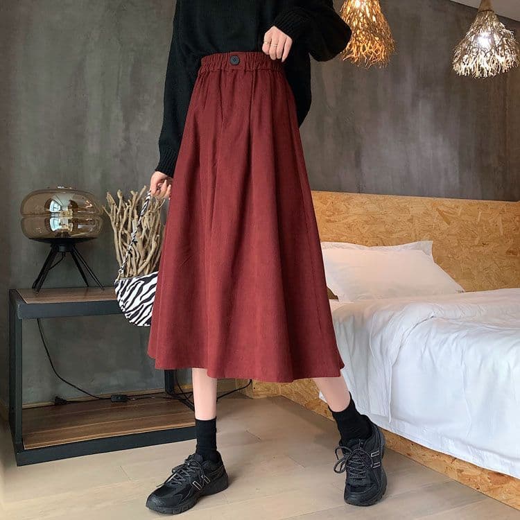 레트로 다용도 사선 무늬 연삭 털 반신 스커트 여성 가을 겨울철 새로운 하이웨이스트 슬림해 보이는 표지 넓적 다리 한 마디 우산 치마 상세 이미지 12