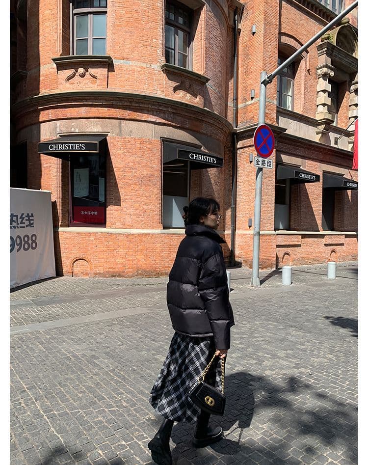 레트로 체크무늬 반신 스커트 여성 봄 가을 새로운 학원 스타일 하이웨이스트 중간 길이 스커트 루즈핏 슬림해 보이는 단어 큰 진자 롱 스커트 상세 이미지 4