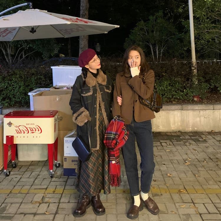 아메리칸 레트로 체크무늬 큰 진자 반신 스커트 봄 가을 새로운 학원 스타일 품격 한국 스타일 A라인 스커트 상세 이미지 3