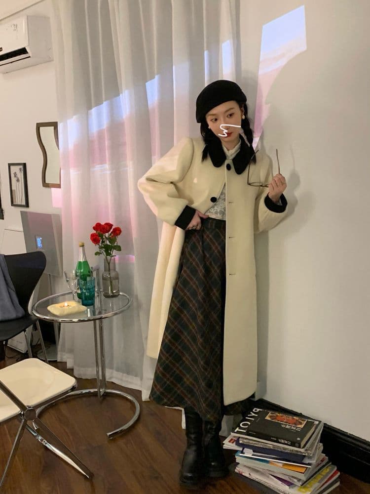 아메리칸 레트로 체크무늬 큰 진자 반신 스커트 봄 가을 새로운 학원 스타일 품격 한국 스타일 A라인 스커트 상세 이미지 5