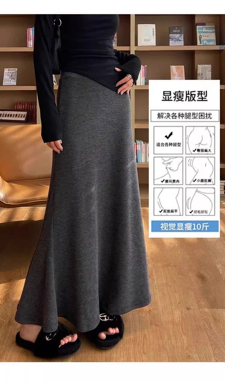 검정색 인어 꼬리 스커트 여성 가을 겨울철 다용도 품격 한 마디 타이트 스커트 슬림해 보이는 반신 스커트 중간 길이 치마 상세 이미지 6