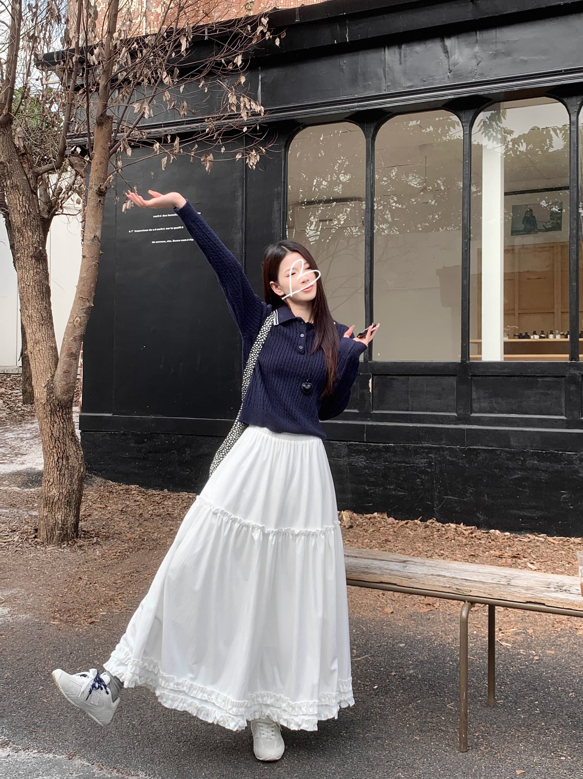한국 스타일 목이버섯 레이스 패치워크 반신 스커트 여성 봄 가을 중간 길이 부드러운 바람 한 마디 우산 치마 하이웨이스트 다용도 롱 스커트 상세 이미지 14