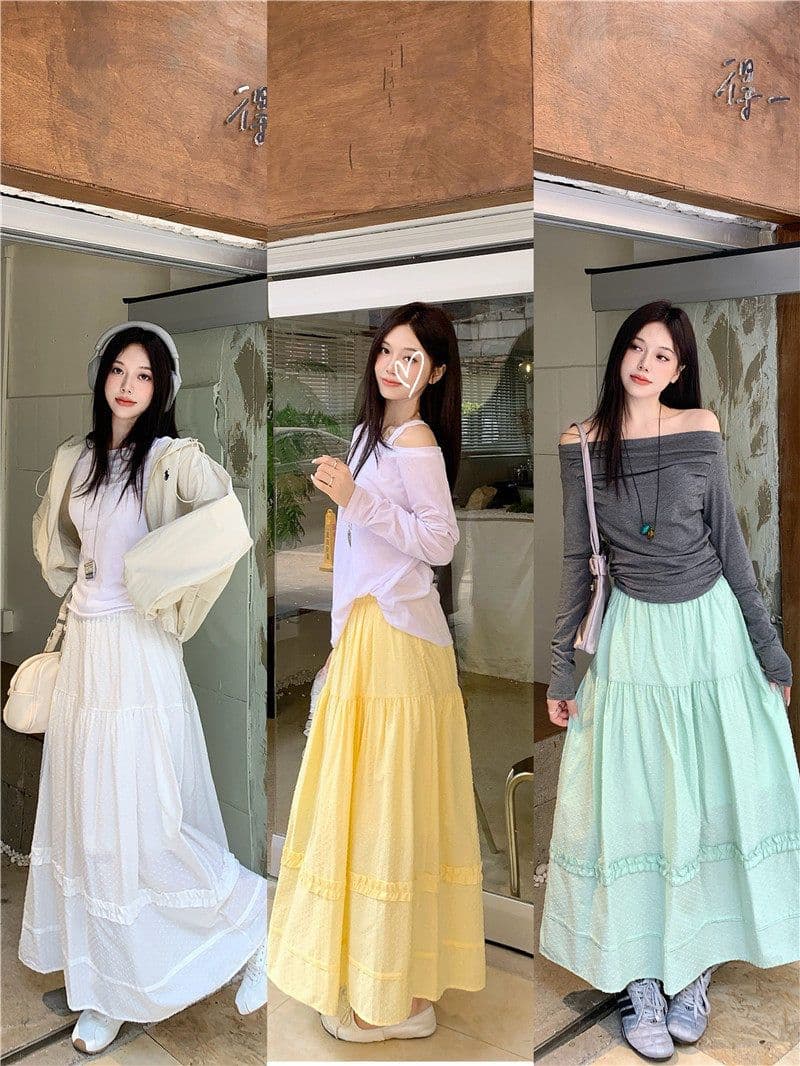 프릴 달콤함 한 마디 반신 스커트 여성 가을 작은 키 케이크 드레스 한 부서 레이스 디자인 중간 길이 치마 상세 이미지 6