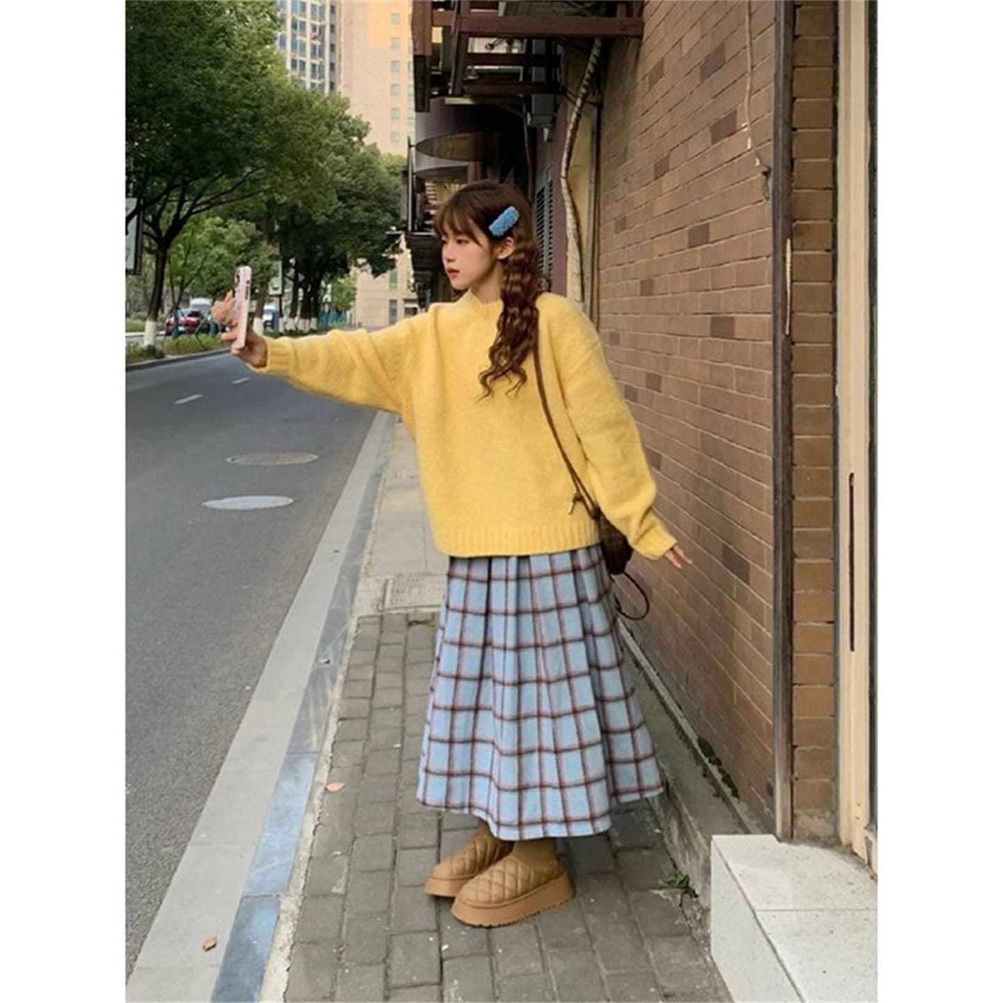 자이언트 잘 생긴 ~ 중 가을 의상 전체 집합 한 부서 고급 센스 miu 인사이드 miu 가스 착용 가져 가라. 학원 스타일 세트 점프 슈트 치마 이미지 3