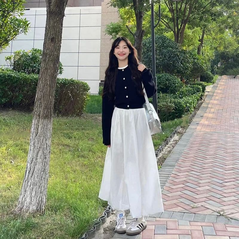 가을 의상 코디 차 부서 착용 가져 가라. 전체 집합 작은 샤넬 스타일 스웨터 반신 치마 투피스 세트 초기 가을 새로운 여성 의류 상세 이미지 4