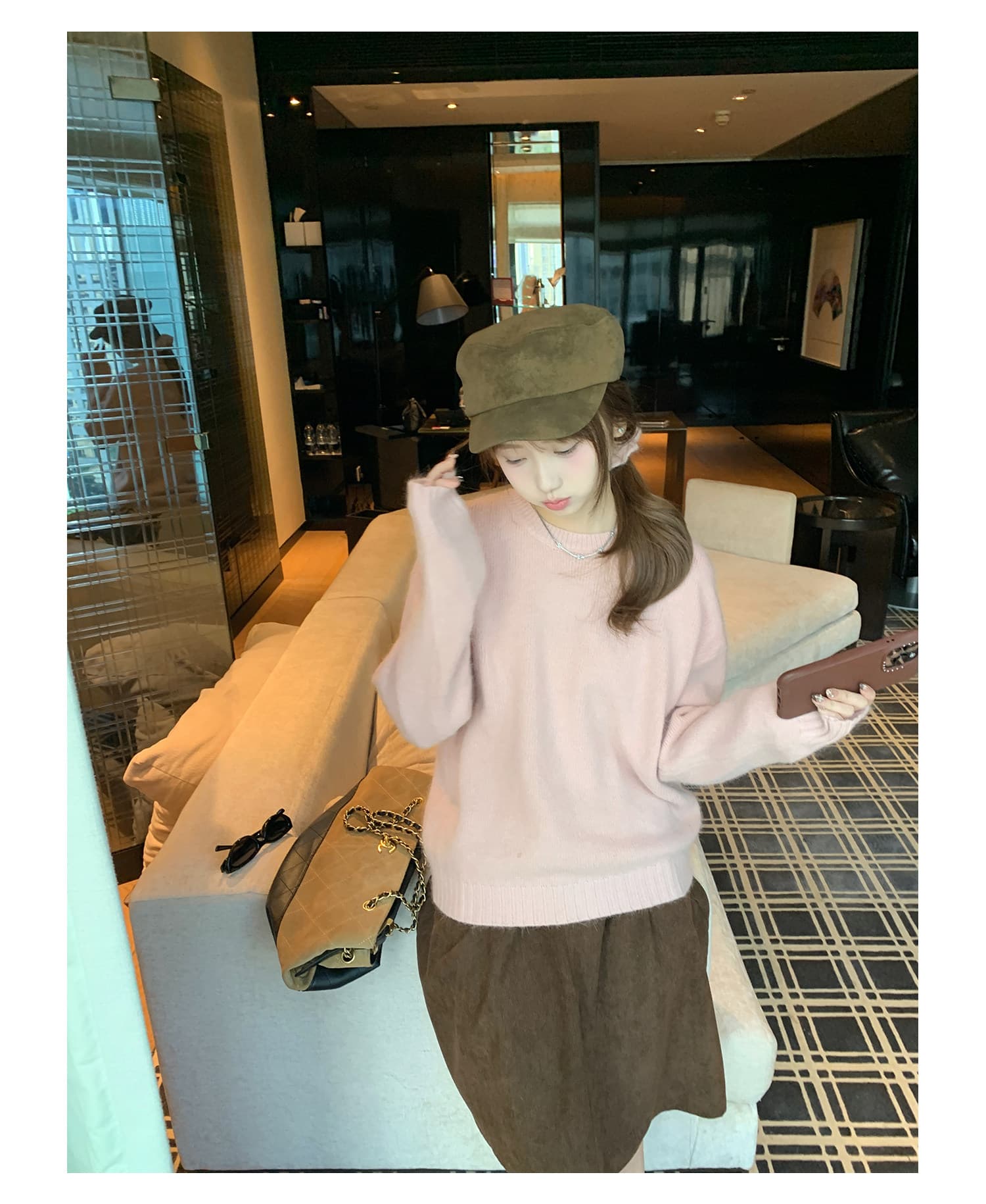 한 부서 레트로 코듀로이 Chic 하이웨이스트 슬림해 보이는 한 마디 중간 스커트 반신 스커트 가을 겨울 2026 새로운 상세 이미지 9