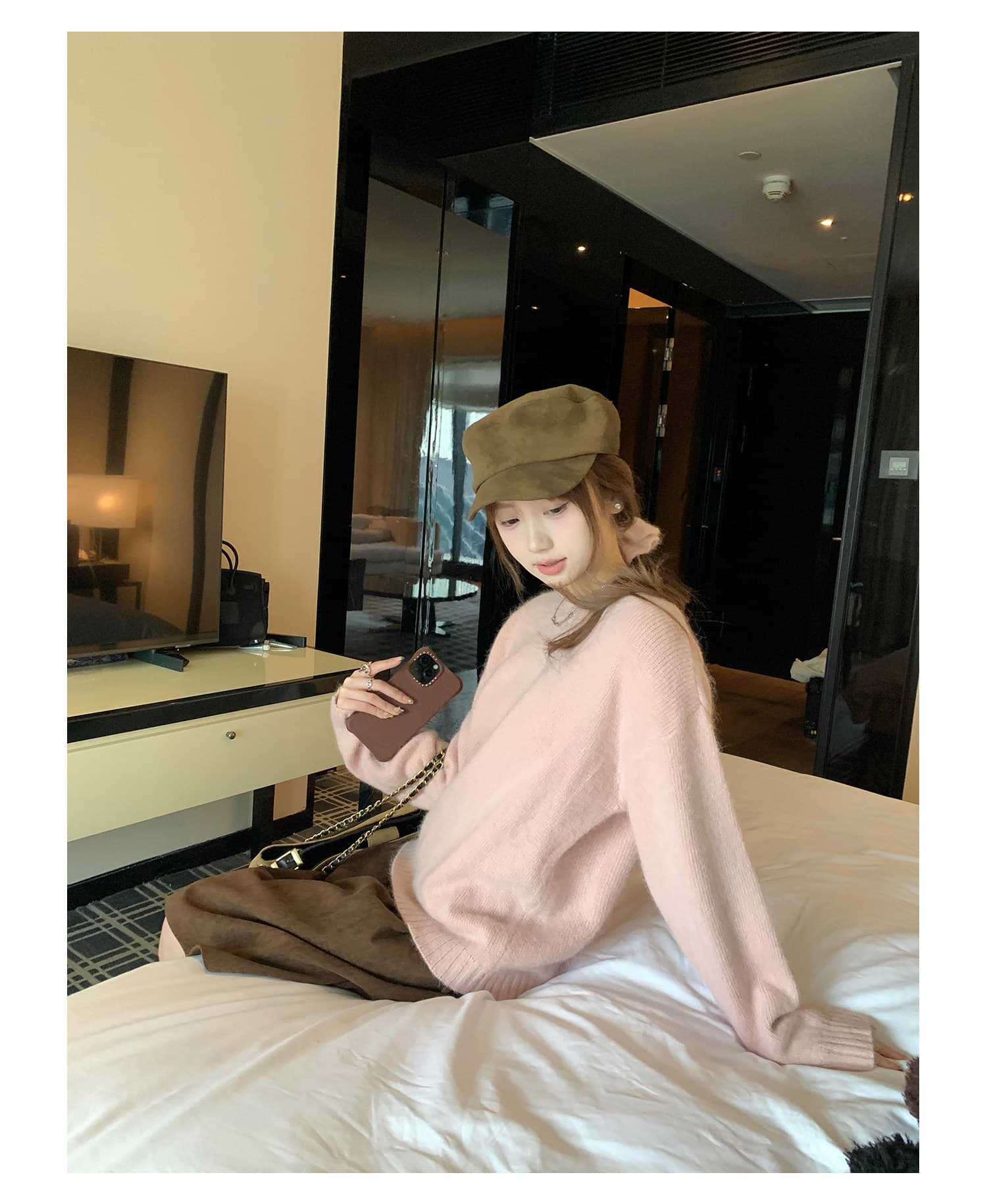 한 부서 레트로 코듀로이 Chic 하이웨이스트 슬림해 보이는 한 마디 중간 스커트 반신 스커트 가을 겨울 2026 새로운 상세 이미지 10