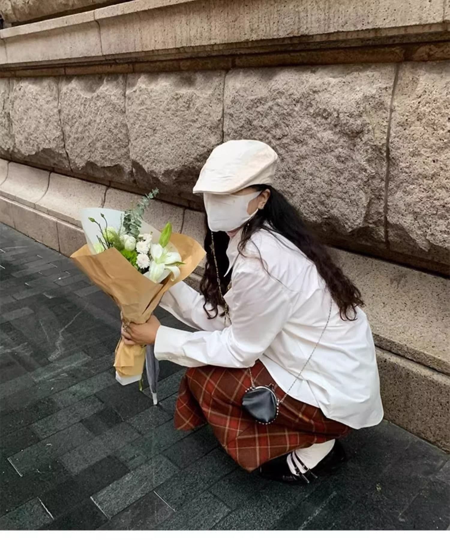 품격 레트로 앤 코라 빨간색 체크무늬 모직 반신 스커트 여성 가을 겨울 새로운 하이웨이스트 슬림해 보이는 한 마디 중간 길이 스커트 상세 이미지 9
