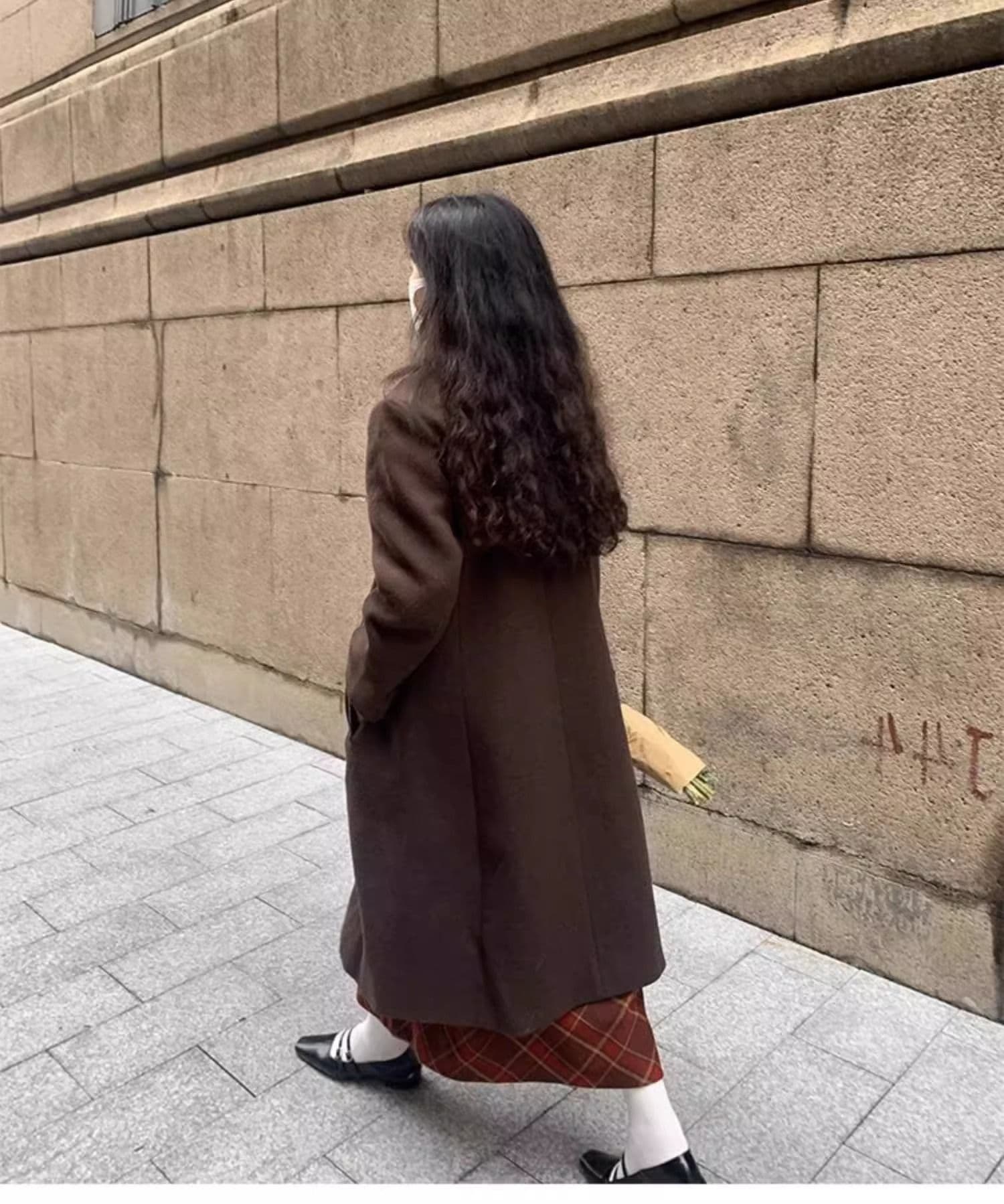 품격 레트로 앤 코라 빨간색 체크무늬 모직 반신 스커트 여성 가을 겨울 새로운 하이웨이스트 슬림해 보이는 한 마디 중간 길이 스커트 상세 이미지 23