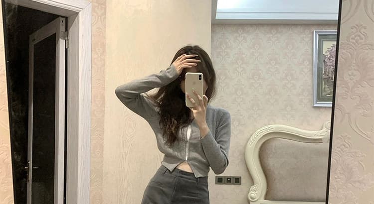 한 부서 회색 V넥 니트 오픈 가디건 여성 봄 가을 얇은 스타일 몸매 가꾸기 슬림해 보이는 허리 수축 긴팔 쇼트 스타일 작은 외부 잡아라. 의류 상세 이미지 10