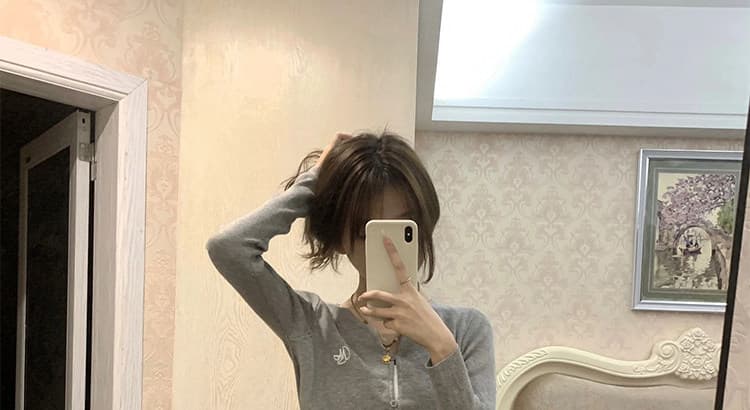 한 부서 회색 V넥 니트 오픈 가디건 여성 봄 가을 얇은 스타일 몸매 가꾸기 슬림해 보이는 허리 수축 긴팔 쇼트 스타일 작은 외부 잡아라. 의류 상세 이미지 15