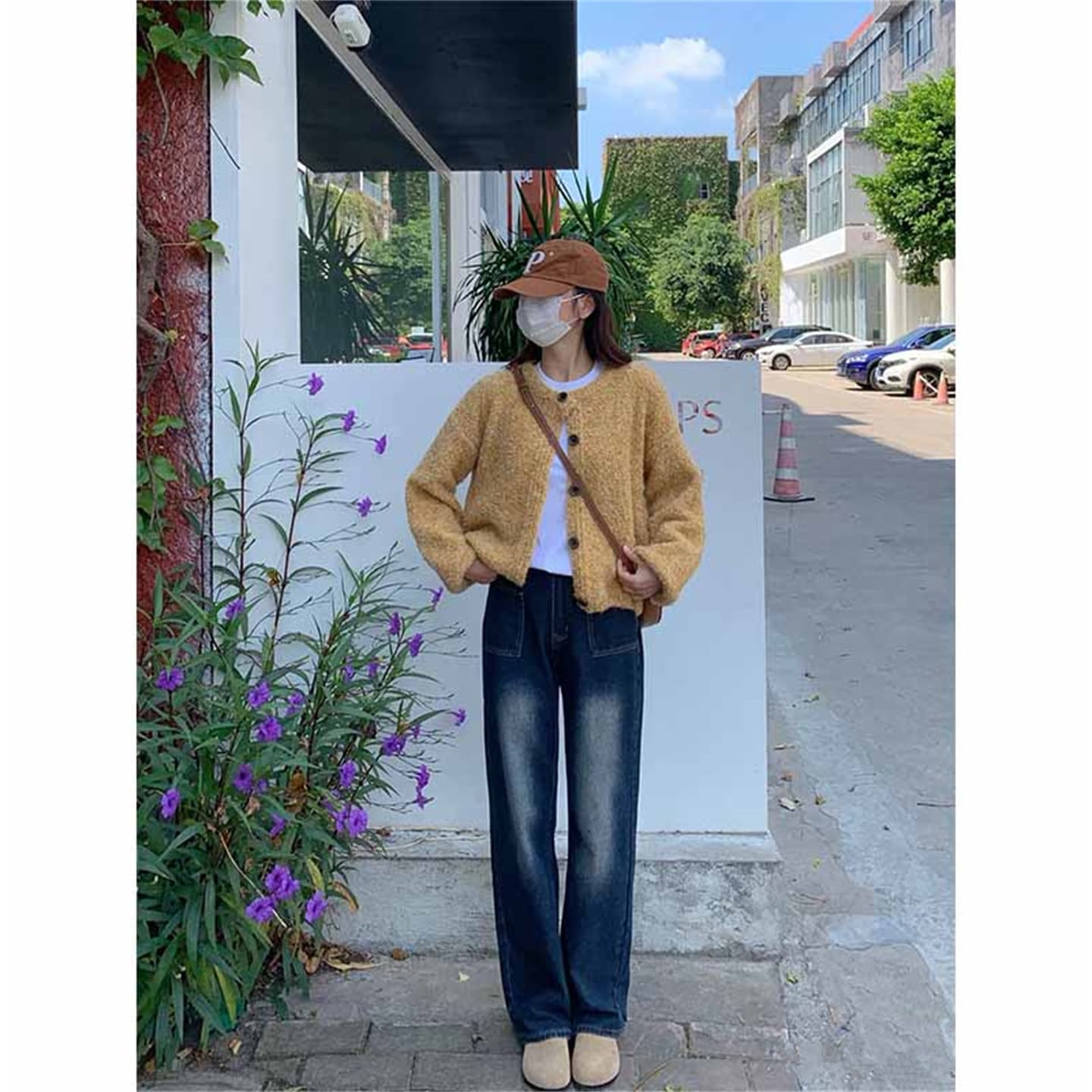 부드러운 찹쌀 플리스 플러시 서클 실 맨위 라운드 넥 쇼트 스타일 스웨터 여자 단색 미니멀리즘 착용 가져 가라. 두꺼운 보온 오픈 가디건 이미지 3