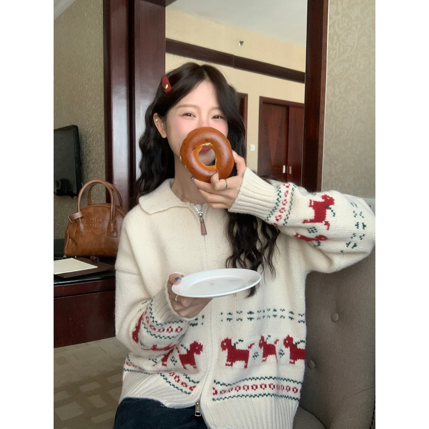 토지 작은 그룹 만화 강아지 스웨터 여성 코트 2026 가을 레트로 디자인 센스 루즈핏 다용도 느긋한 맨위