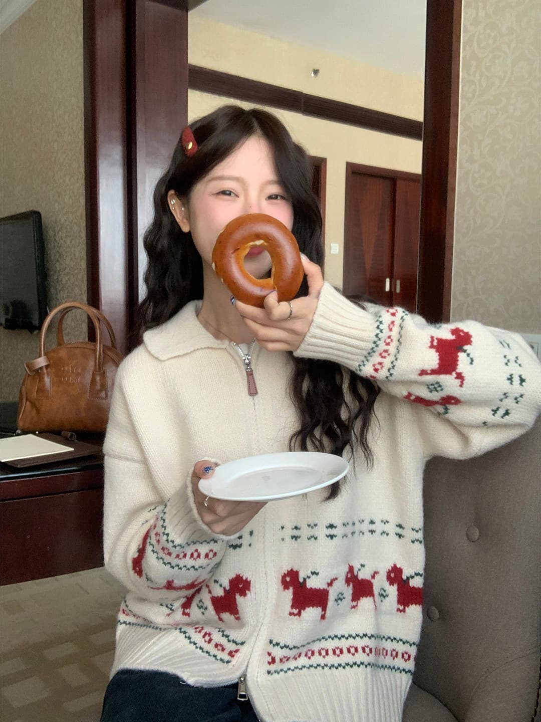 토지 작은 그룹 만화 강아지 스웨터 여성 코트 2026 가을 레트로 디자인 센스 루즈핏 다용도 느긋한 맨위 상세 이미지 16