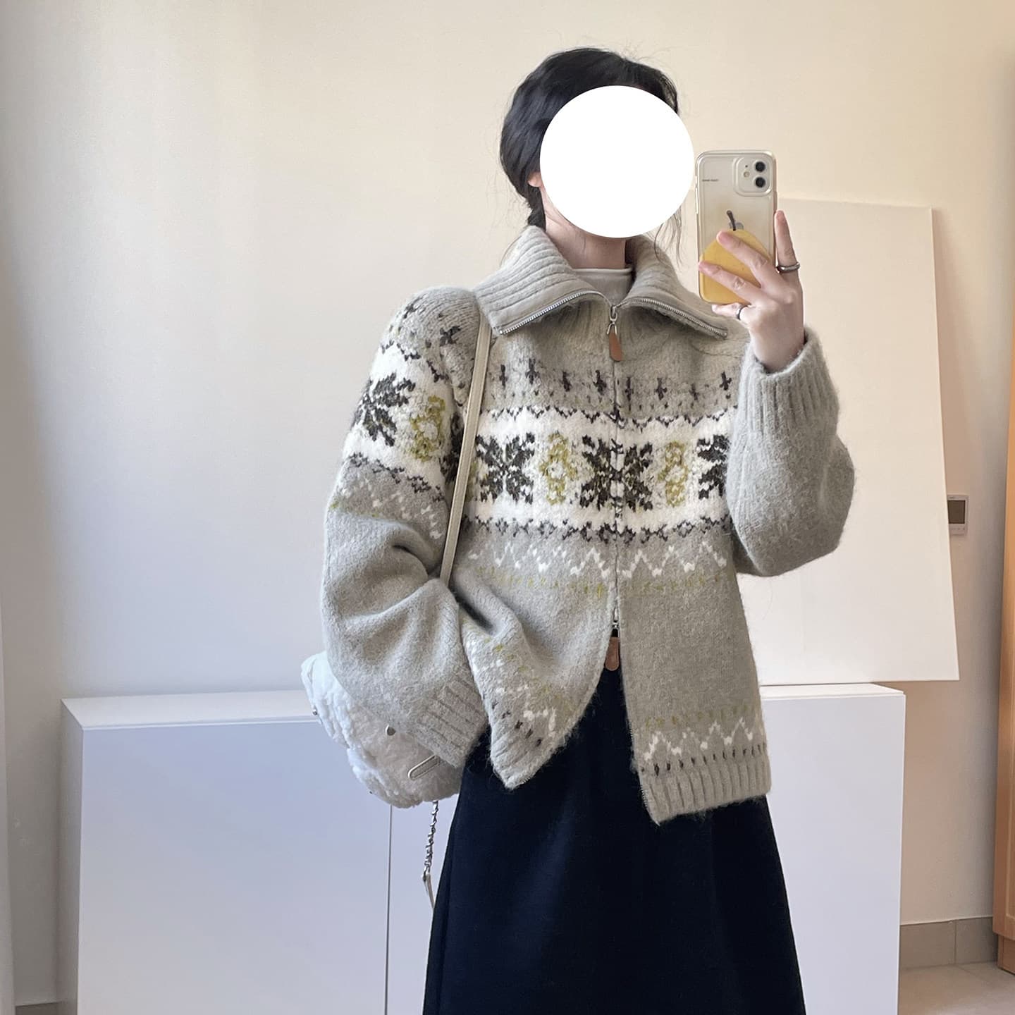 레트로 공정한 섬 터틀넥 긴팔 두꺼운 스웨터 여성 코트 초 겨울 루즈핏 느긋한 바람 외출용 니트 오픈 가디건 맨위 상세 이미지 4