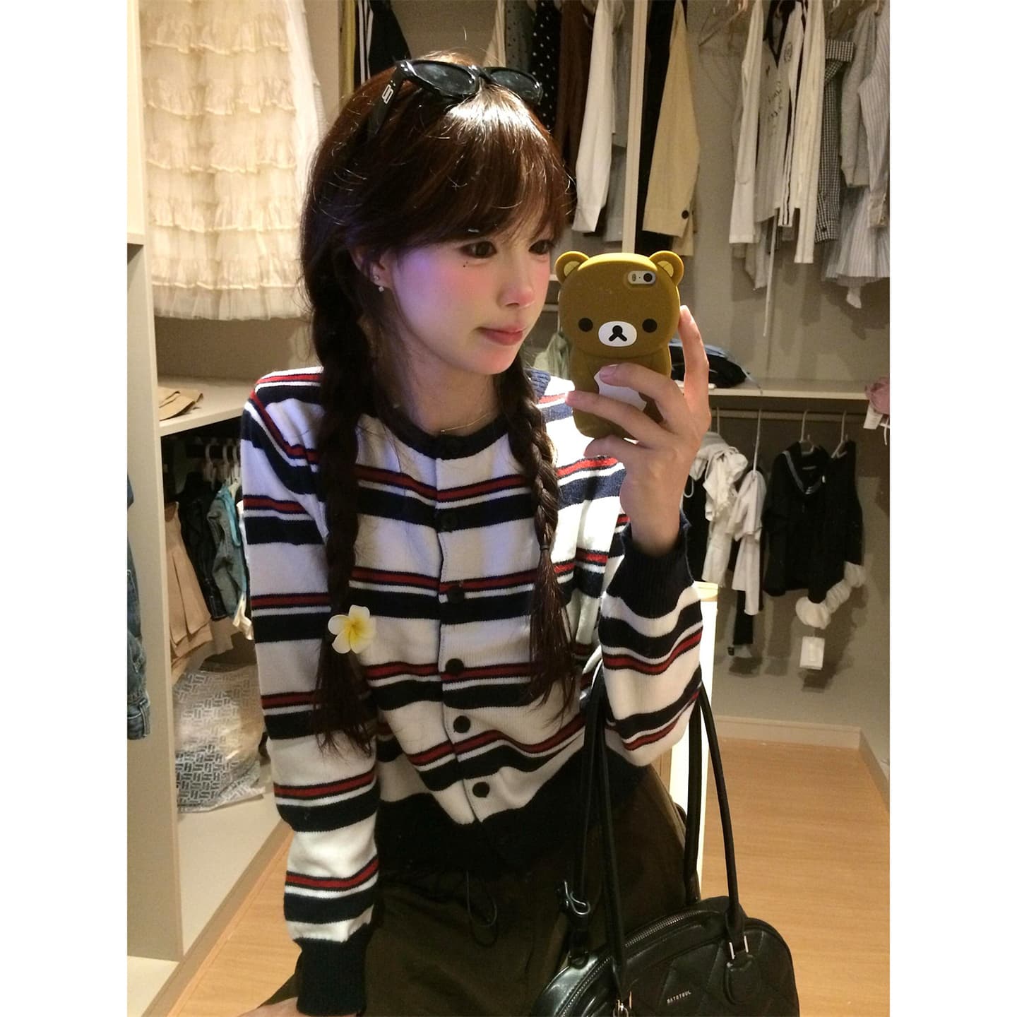 스트라이프 니트 오픈 가디건 스웨터 여자 2026 봄 가을 새로운 배색 Chic 한 부서 작은 키 쇼트 스타일 재킷 맨위 이미지 3