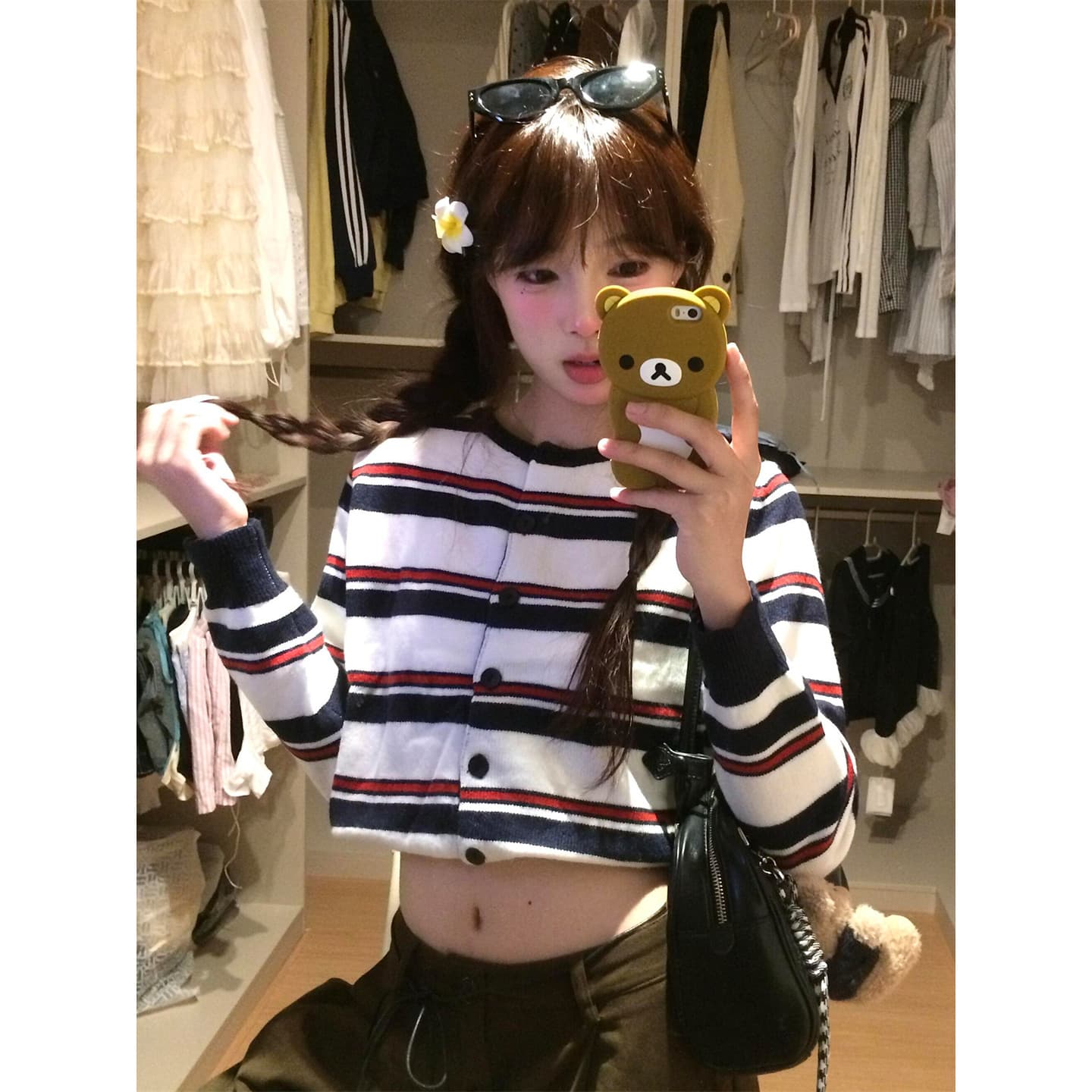 스트라이프 니트 오픈 가디건 스웨터 여자 2026 봄 가을 새로운 배색 Chic 한 부서 작은 키 쇼트 스타일 재킷 맨위 이미지 5