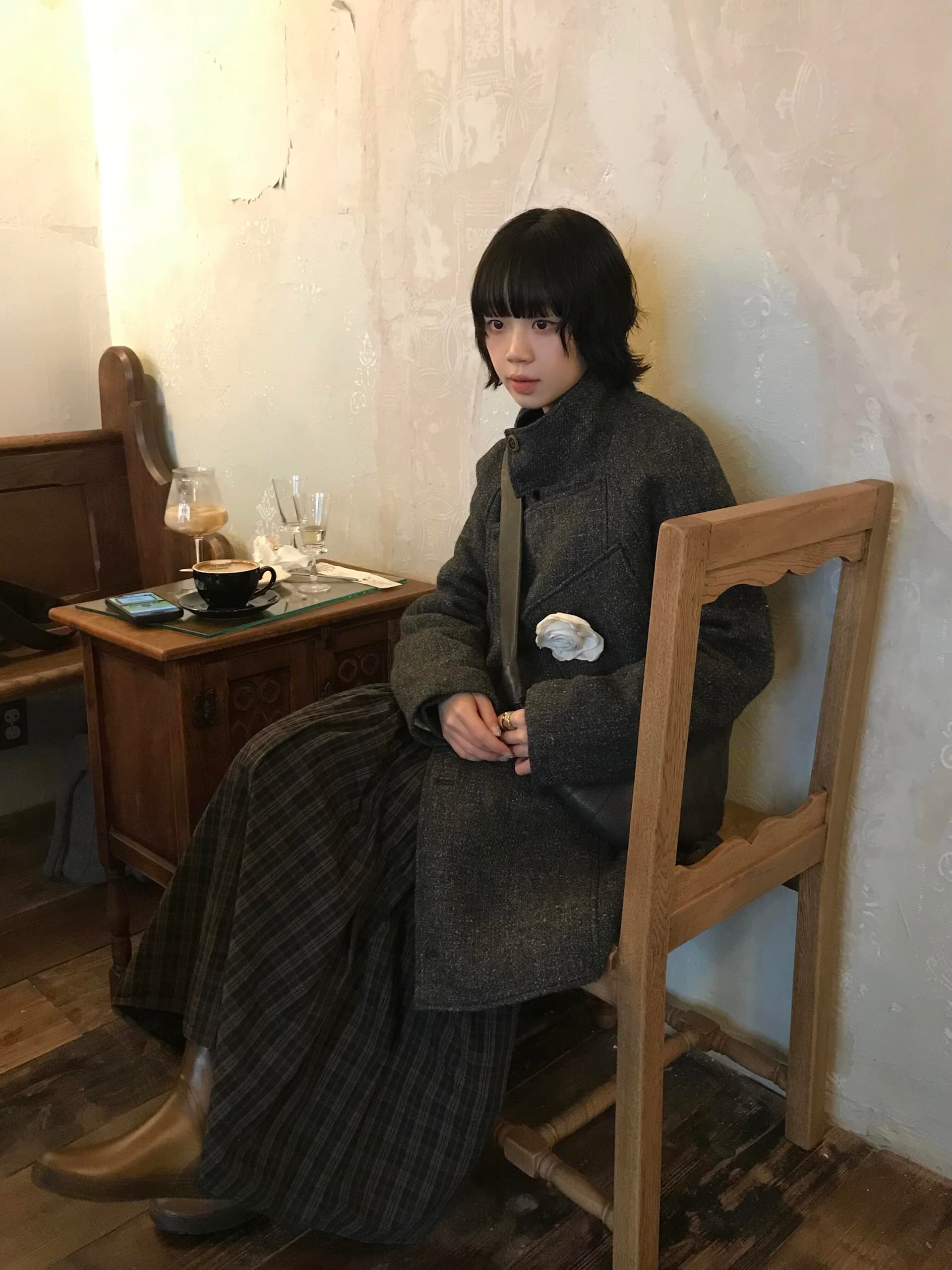2026 가을 겨울 체크무늬 레이스 분할 중간 길이 반신 스커트 여성 레트로 허리밴드 다용도 한 마디 큰 진자 우산 치마 상세 이미지 2