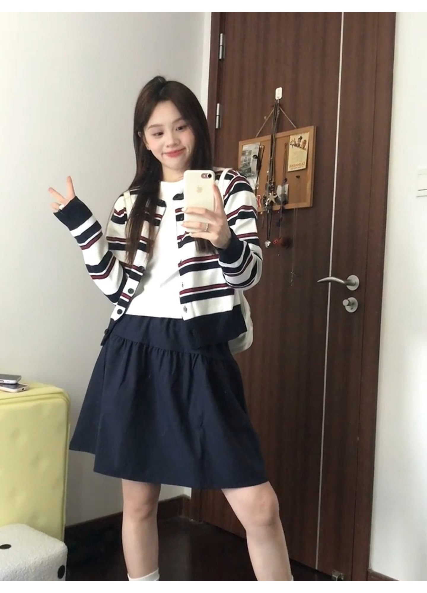 블루 색상 꽃밭 반신 스커트 여성 miu 인사이드 miu 가스 한 부서 이른 가을 분위기 센스 일본식 착용 가져 가라. 세트 전체 집합 상세 이미지 3